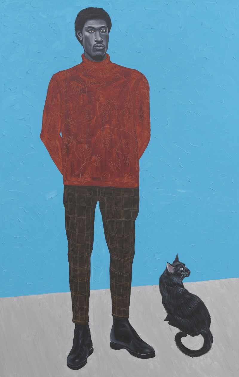 “Человек и его черная кошка”. Otis Kwame Kye Quaicoe (2019), холст, масло, 86 x 54,75 дюйма