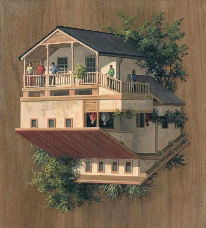 “Two houses” 32x36 cm Oil on wood