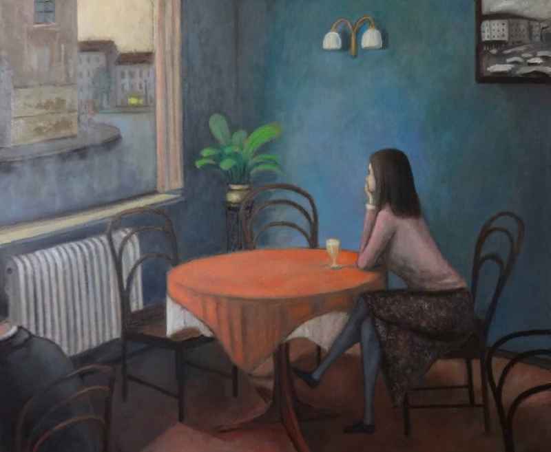 Woman in a bar. Massimiliano Ligabue