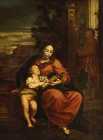 Дева Мария учит младенца Христа читать. Карло Маратти