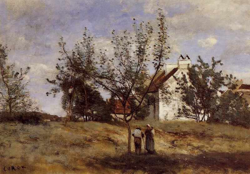 "Сборщики урожая". Камиль Коро. 1857