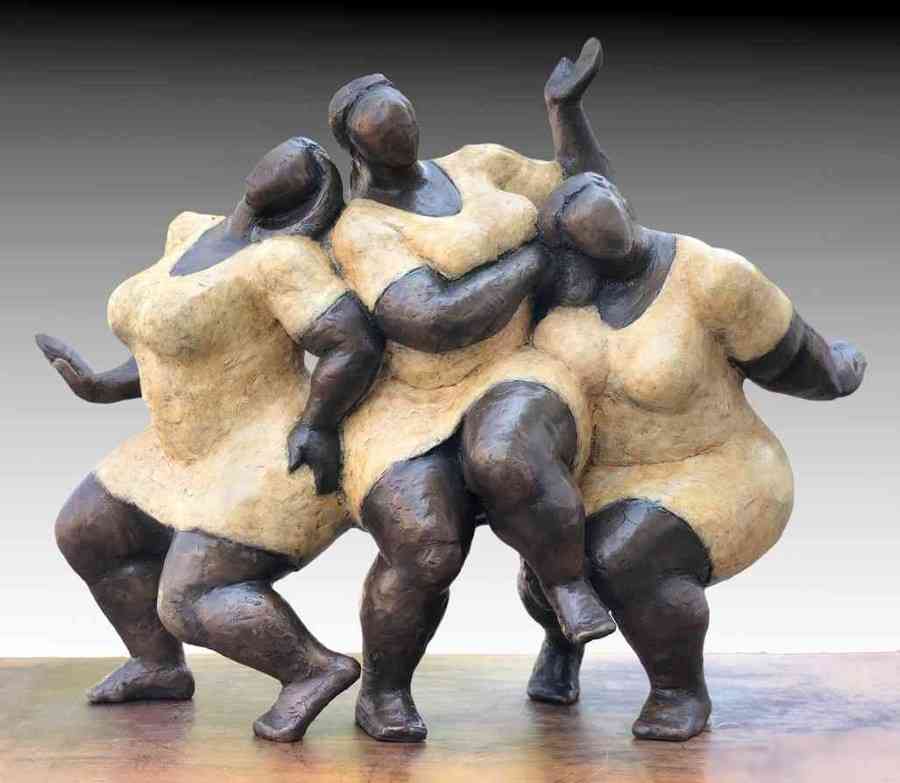 Joy. Bronze Sculpture of Three Women, 2018. Nnamdi Okonkwo