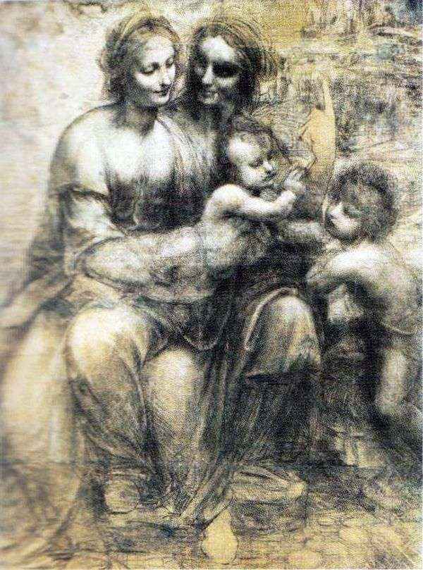 Дева Мария с младенцем и кошкой. Леонардо Ди Винчи