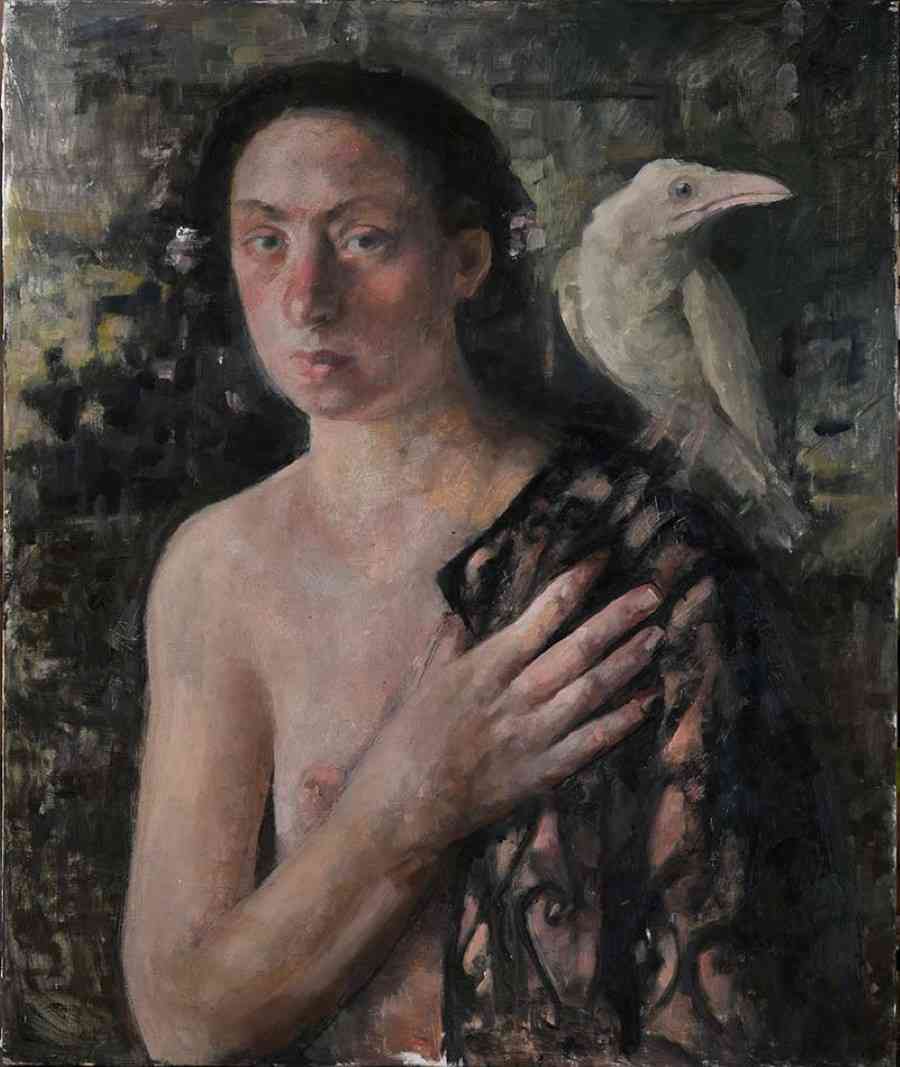 Figure with White Raven. Roni Taharlev