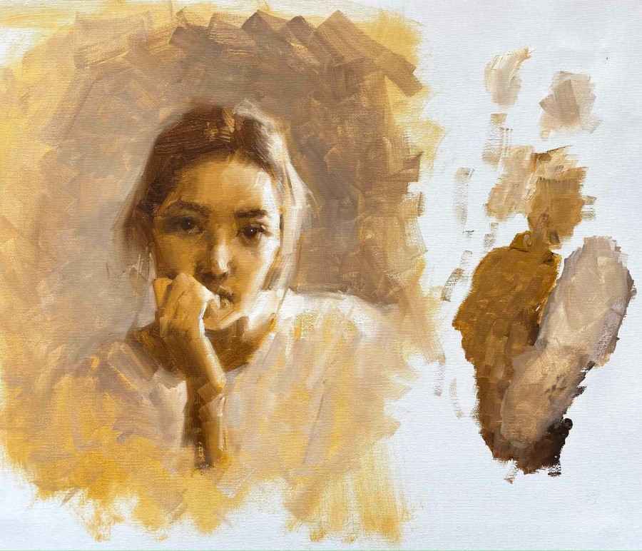 Orange Grey Mono Portrait. Zin Lim