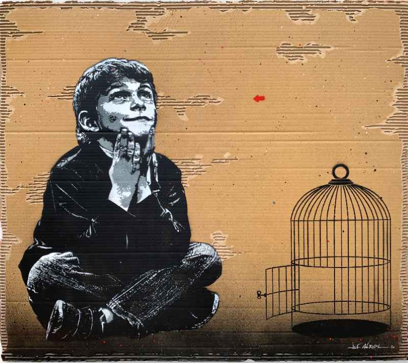 Free as a bird, 2020. Jef Aérosol (стрит арт)
