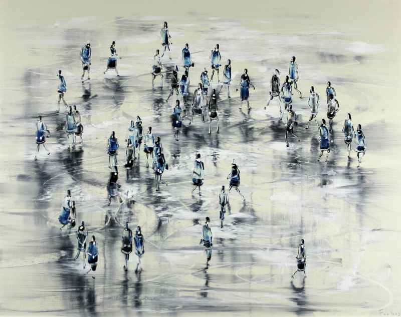 Blue figures on ice, 2022. Stephen Forbes