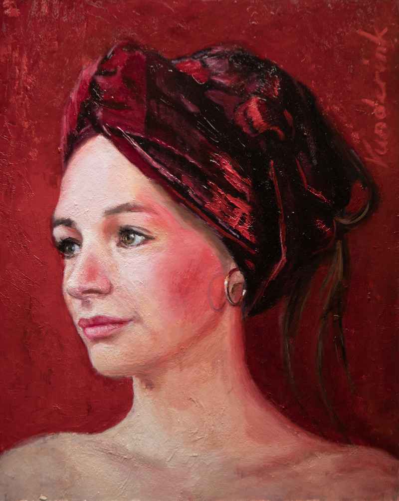 Girl with red headwrap, 2020. Antoinette Vunderink