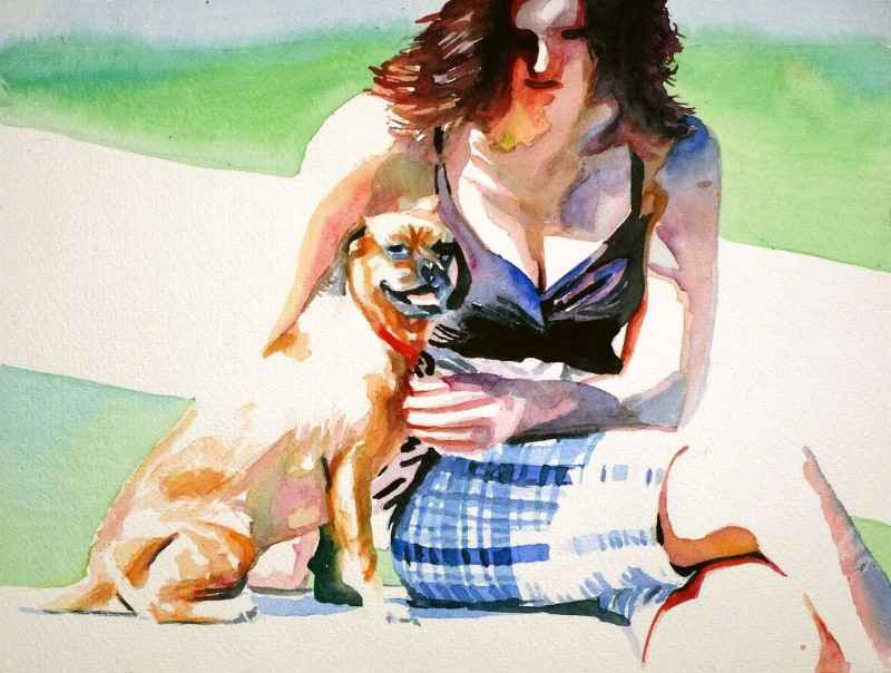 Frau mit hund. Thomas Muller