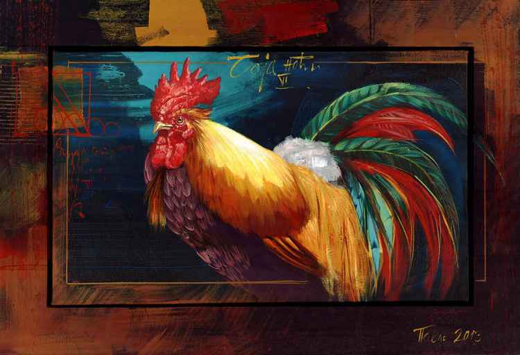 Portrait of a rooster. Dragan Petrovic Pavle