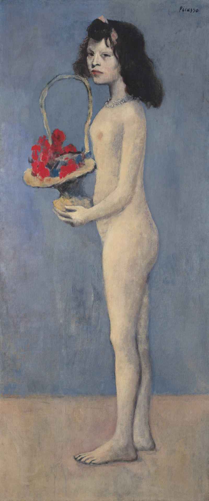 Молодая девушка с корзиной цветов (1905). Пабло Пикассо