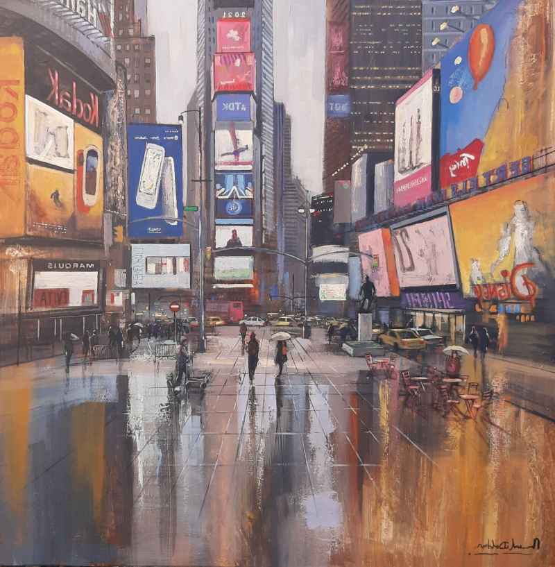 Día de lluvia en Times Square